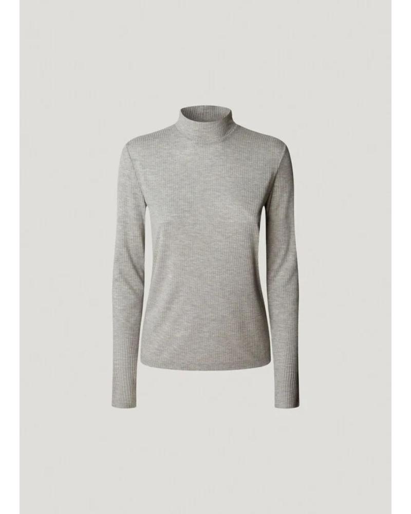 PEPE JEANS PL5000042 - LIGHT GREY LONG-SLEEVED TURTLENECK T-SHIRT GRIS