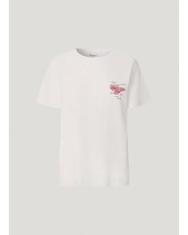 T-SHIRT BRANCA PEPE JEANS COM LOGOTIPO PL5000021 BLANCO
