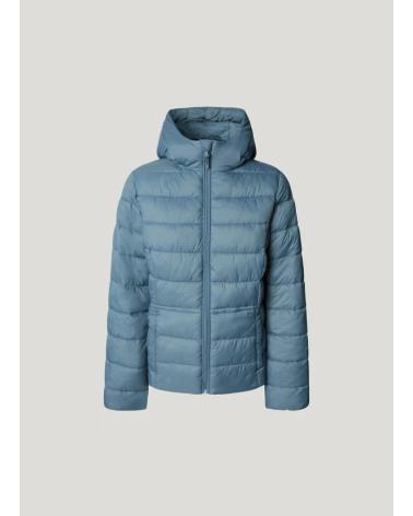 CASACO ACOLCHOADO PEPE JEANS PL4024378 AZUL COM CAPUZ AZUL