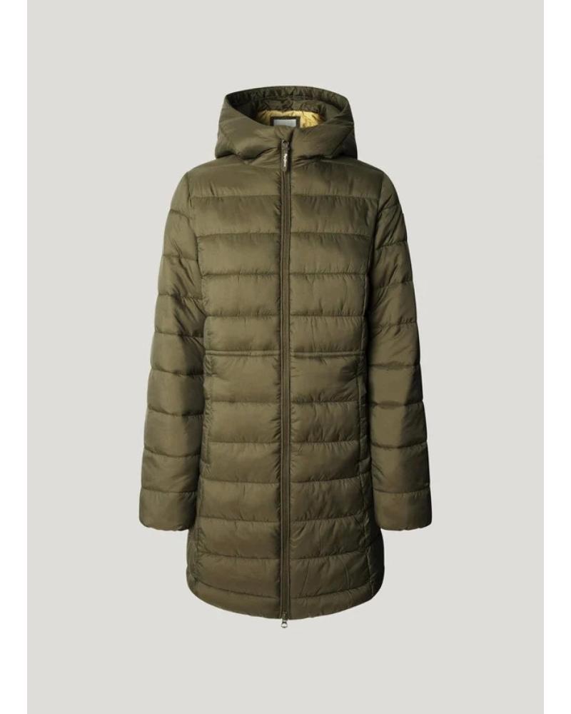 PIUMINO LUNGO PEPE JEANS PL4024372 VERDE CON CAPPUCCIO VERDE