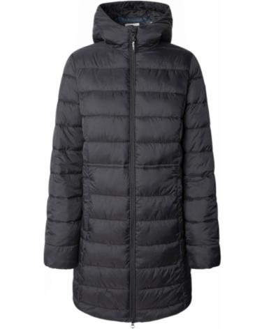 CASACO ACOLCHOADO LONGO PEPE JEANS PL4024372 PRETO COM CAPUZ NEGRO