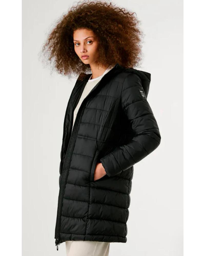 CASACO ACOLCHOADO LONGO PEPE JEANS PL4024372 PRETO COM CAPUZ NEGRO