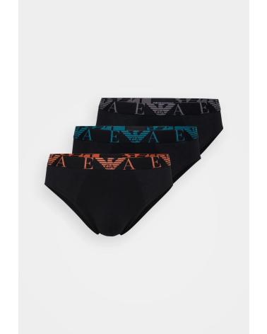 EMPORIO ARMANI SLIPS EM000258AF10778 3ER-PACK SCHWARZ MIT FARBIGEN BÄNDERN NEGRO