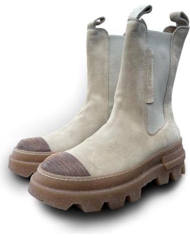 BOTA CHELSEA DYSFUNCTIONAL ISMENE BEGE COM SOLA TRATORADA BEIGE