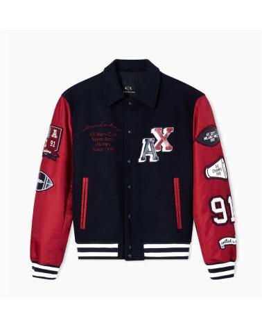 ARMANI EXCHANGE GIACCA BOMBER AX STILE UNIVERSITARIO XM001106AF16601 BLU AZUL