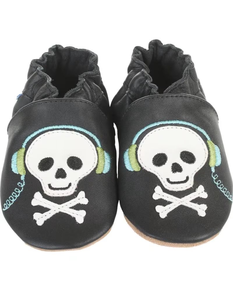 ROBEEZ ROBEEZ BLAST FROM, KRABBELSCHUHE MIT TOTENKOPF-MOTIV AZUL