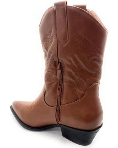CHIC VISION BOTA CORTA COWBOY GRABADA CREMALLERA TAC MARRóN