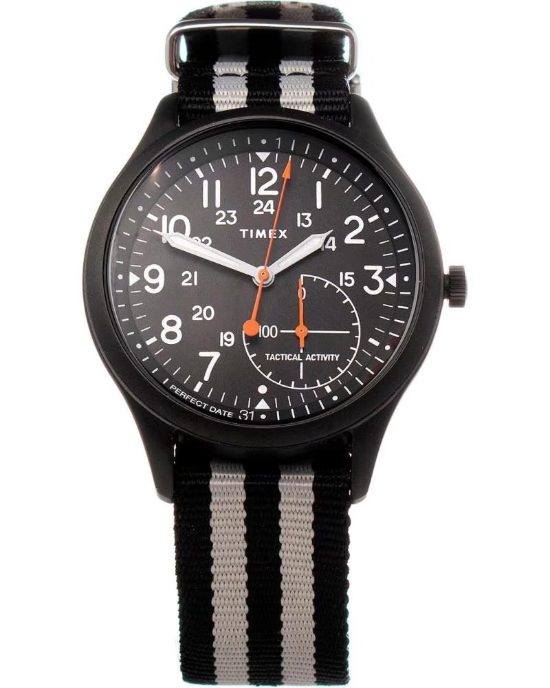 Startseite-TIMEX-UHR TIMEX TW2V10600LG SCHWARZES ZIFFERBLATT MEHRFARBIGES STREIFENARMBAND-MULTICOLOR