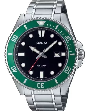 Inizio-CASIO-OROLOGIO CASIO MDV-107D-3AVDF IN ACCIAIO INOSSIDABILE CON LUNETTA VERDE-GRIS