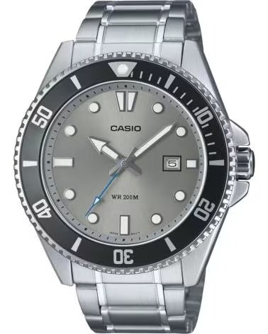 Accueil-CASIO-MONTRE CASIO MDV-107D-8AVDF ACIER INOXYDABLE LUNETTE NOIRE-GRIS
