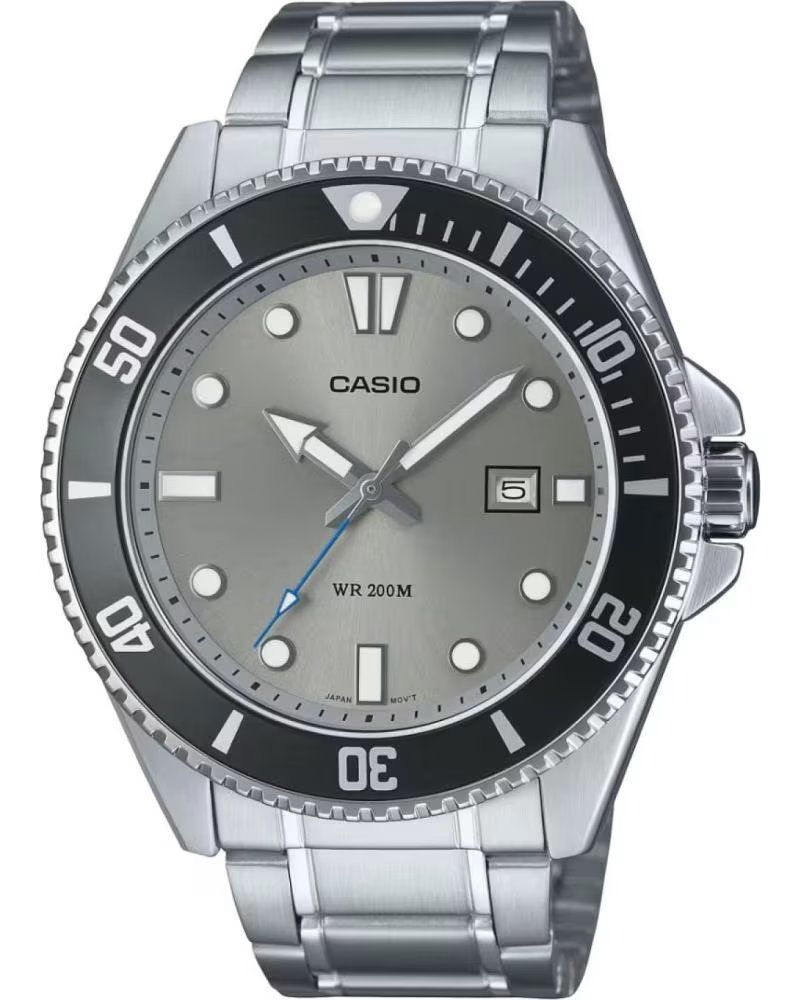 Accueil-CASIO-MONTRE CASIO MDV-107D-8AVDF ACIER INOXYDABLE LUNETTE NOIRE-GRIS