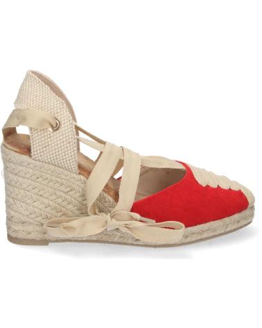 PUNTOSALAO MITTELKEIL SANDALE AUS JUTE MIT SCHNÜRUNG FÜR DAMEN IN ROT VARIOS COLORES
