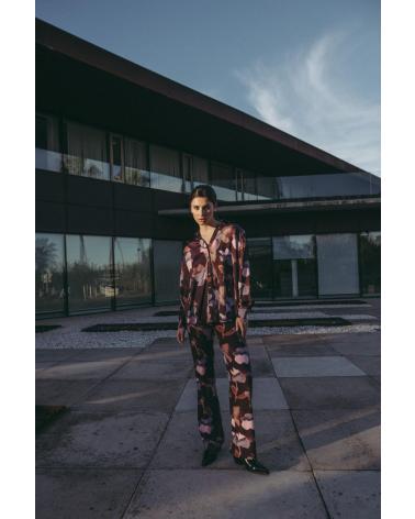 PUNTOSALAO PANTALON ESTAMPADO PARA MUJER TIRO ALTO CINTURA TRASERA ELAS MORADO