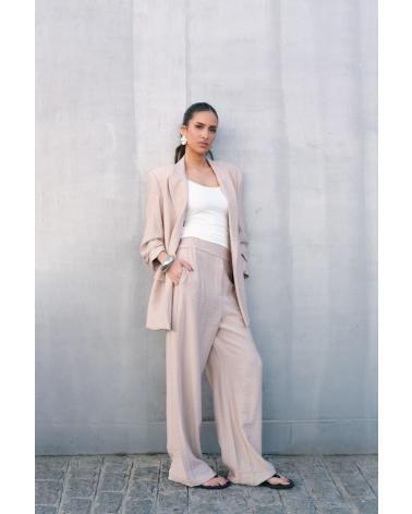 PUNTOSALAO BLAZER TEXTURA PARA MUJER COLOR MARRON ELEGANTE BLANCO