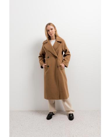 PUNTOSALAO ABRIGO CUELLO SOLAPA PARA MUJER COLOR CIERRE CRUZADO BEIGE