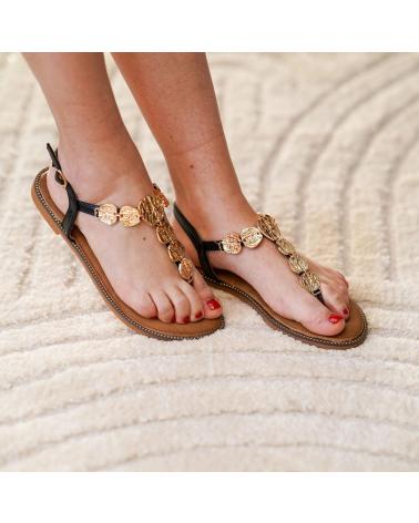 PUNTOSALAO SANDALIAS PLANAS COMODAS BRILLANTE PARA MUJER COLOR NEGRO TF VARIOS COLORES