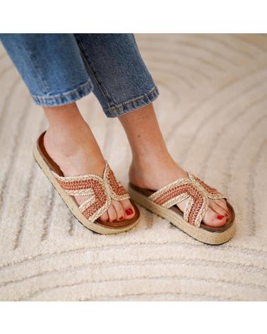 PUNTOSALAO SANDALIAS PLANAS EN YUTE PALA TRENZADA PARA MUJER COLOR ROSA VARIOS COLORES