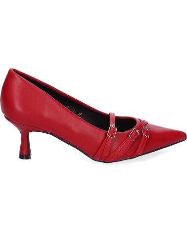 PUNTOSALAO ZAPATOS TACON BAJO DE VESTIR HEBILLAS MUJER COLOR ROJO A-332 VARIOS COLORES