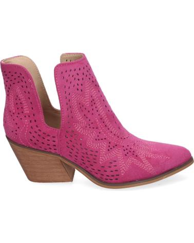 PUNTOSALAO BOTINES DE TACON BAJO CALADOS COMODOS COLOR FUCSIA PARA MUJE VARIOS COLORES