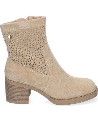 PUNTOSALAO BOTINES DE TACON BAJO CALADOS COLOR BEIGE PUNTA REDONDA MUJE VARIOS COLORES