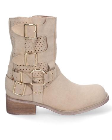 PUNTOSALAO BOTINES DE TACON BAJO CALADOS ESTILO MOTERO MUJER COLOR BEIG VARIOS COLORES