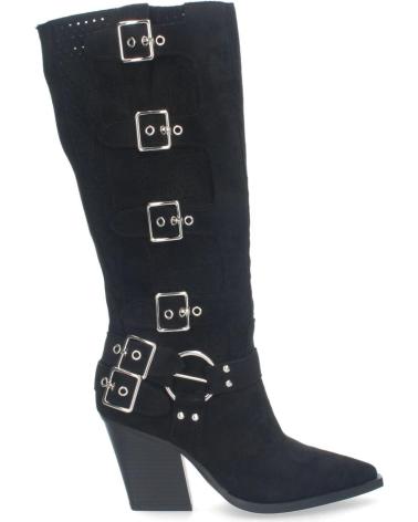PUNTOSALAO BOTAS ALTAS DE TACON MEDIO CON HEBILLAS ESTILO MOTERO MUJER VARIOS COLORES