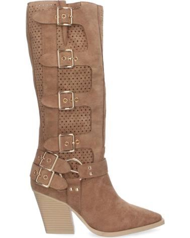 PUNTOSALAO BOTAS ALTAS DE TACON MEDIO CON HEBILLAS ESTILO MOTERO MUJER VARIOS COLORES