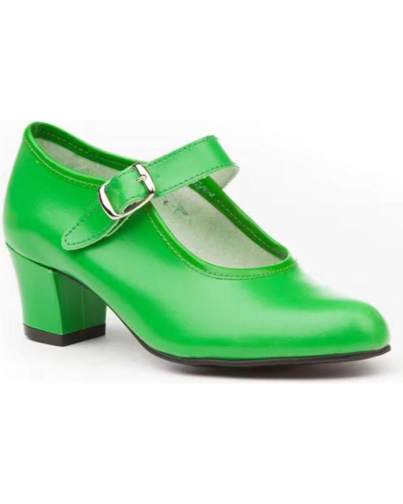 ANGELITOS ZAPATOS DE FLAMENCO PARA NINA CON TACON Y HEBILLA VARIOS COL VERDE