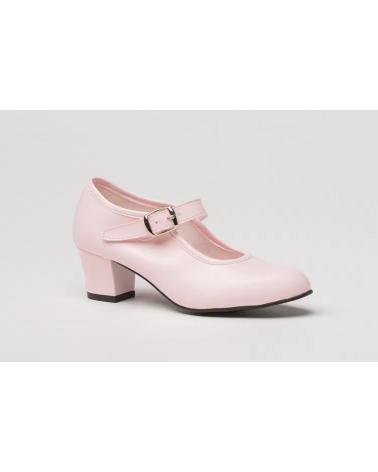 ANGELITOS ZAPATOS DE FLAMENCO PARA NINA CON TACON Y HEBILLA VARIOS COL ROSA