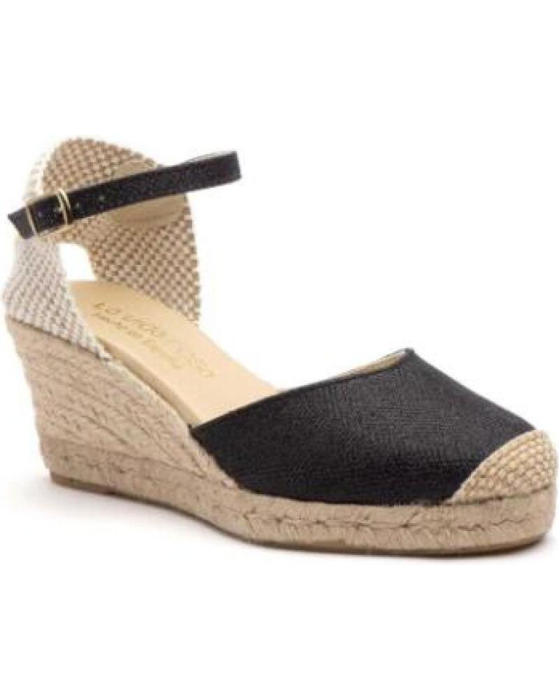 KEILABSATZ-ESPADRILLES KATOSINES MIT RIEMCHEN SCHWARZ NEGRO