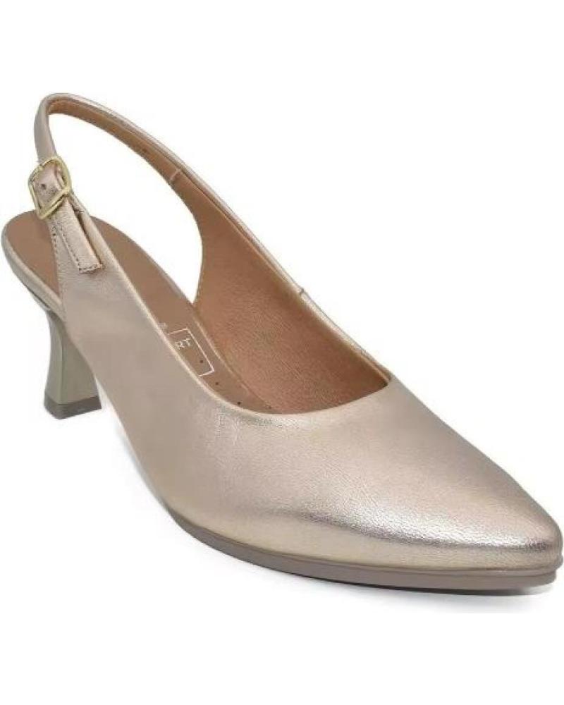 CHAMBY ZAPATOS DE MUJER DESTALONADOS EN PIEL CON TACON MEDIO PLANTI PLATEADO