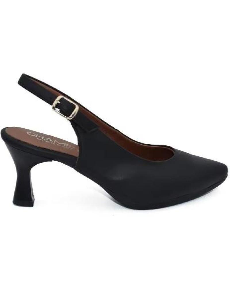 ESCARPINS DÉCOLLETÉS CHAMBY CUIR TALON MOYEN NOIR NEGRO