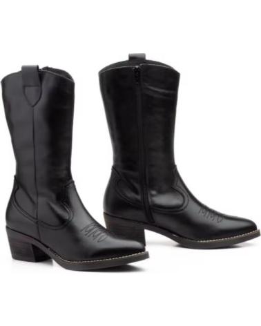PAR Y MEDIO BOTAS COWBOY CAMPERA ALTAS DE PIEL PARA MUJER TALLAS 36 A 41 NEGRO