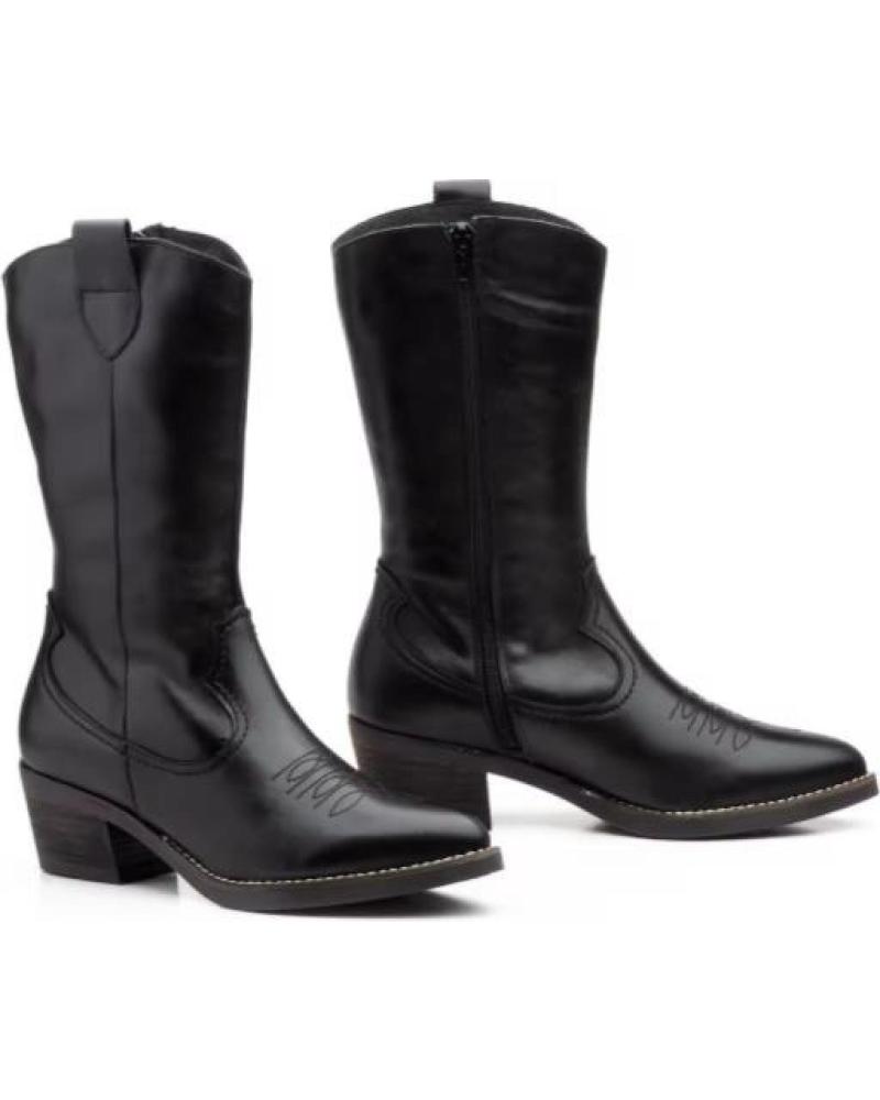 PAR Y MEDIO BOTAS COWBOY CAMPERA ALTAS DE PIEL PARA MUJER TALLAS 36 A 41 NEGRO