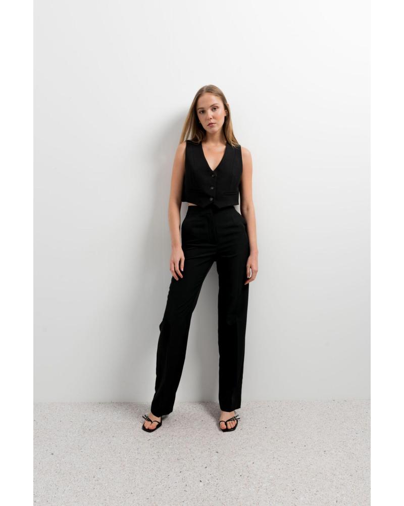 PUNTOSALAO PANTALON RECTO PARA MUJER CON BOLSILLOS LATERALES NEGRO