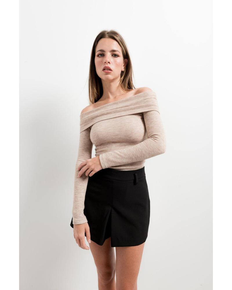 PUNTOSALAO JERSEY DE HOMBROS DESCUBIERTOS PARA MUJER MARRóN