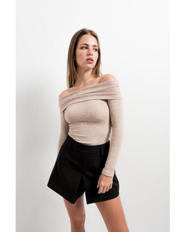 PUNTOSALAO JERSEY DE HOMBROS DESCUBIERTOS PARA MUJER MARRóN