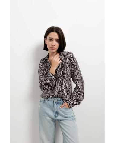 PUNTOSALAO CAMISA ESTAMPADA PARA MUJER BEIGE