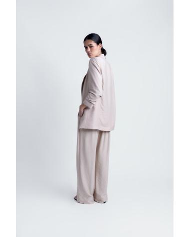 PUNTOSALAO BLAZER TEXTURA PARA MUJER COLOR MARRON ELEGANTE BLANCO