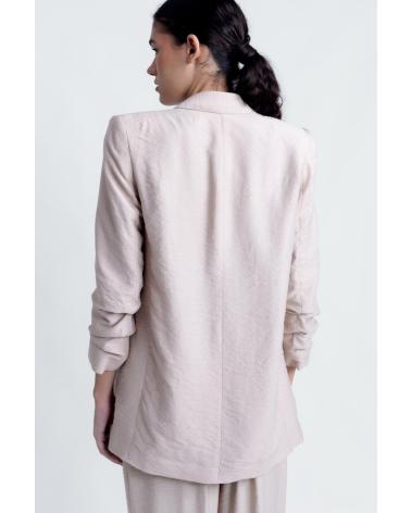 PUNTOSALAO BLAZER TEXTURA PARA MUJER COLOR MARRON ELEGANTE BLANCO