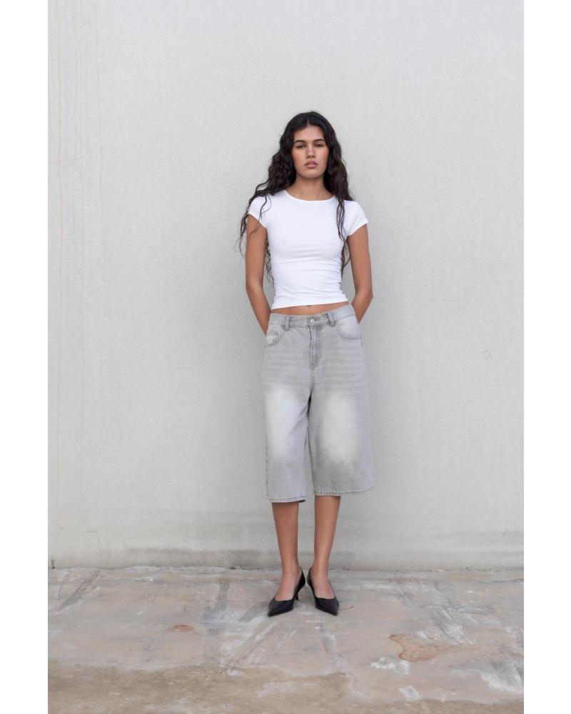 PUNTOSALAO BERMUDA DENIM OVERSIZE MUJER GRIS