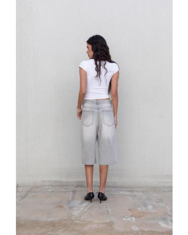 PUNTOSALAO BERMUDA DENIM OVERSIZE MUJER GRIS