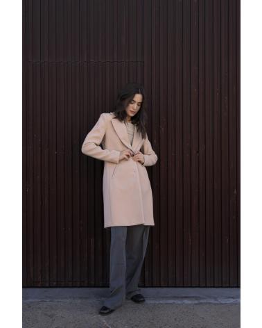 PUNTOSALAO ABRIGO CRUZADO CON SOLAPA PARA MUJER COLOR CON BOTONES BEIGE