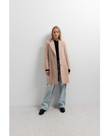 PUNTOSALAO ABRIGO CRUZADO CON SOLAPA PARA MUJER COLOR CON BOTONES BEIGE