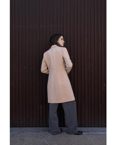 PUNTOSALAO ABRIGO CRUZADO CON SOLAPA PARA MUJER COLOR CON BOTONES BEIGE