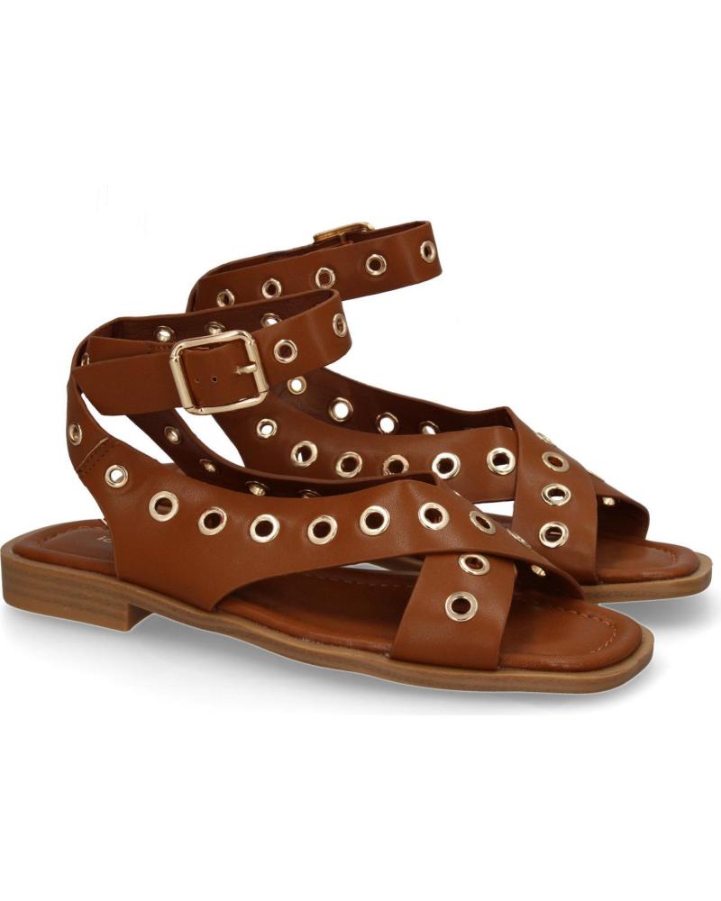 PUNTOSALAO SANDALIAS PLANAS DE MUJER OJALES DE METAL COLOR CAMEL 2287 VARIOS COLORES