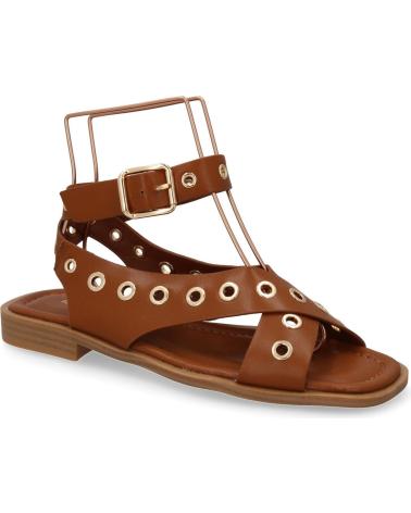 PUNTOSALAO SANDALIAS PLANAS DE MUJER OJALES DE METAL COLOR CAMEL 2287 VARIOS COLORES