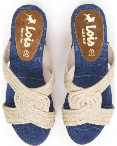 LOIS JEANS ZOCCOLI CON TACCO 74350-057 IN TESSUTO DENIM E JUTA BEIGE
