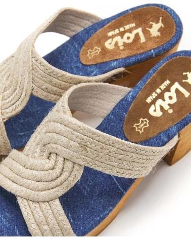 LOIS JEANS ZOCCOLI CON TACCO 74350-057 IN TESSUTO DENIM E JUTA BEIGE