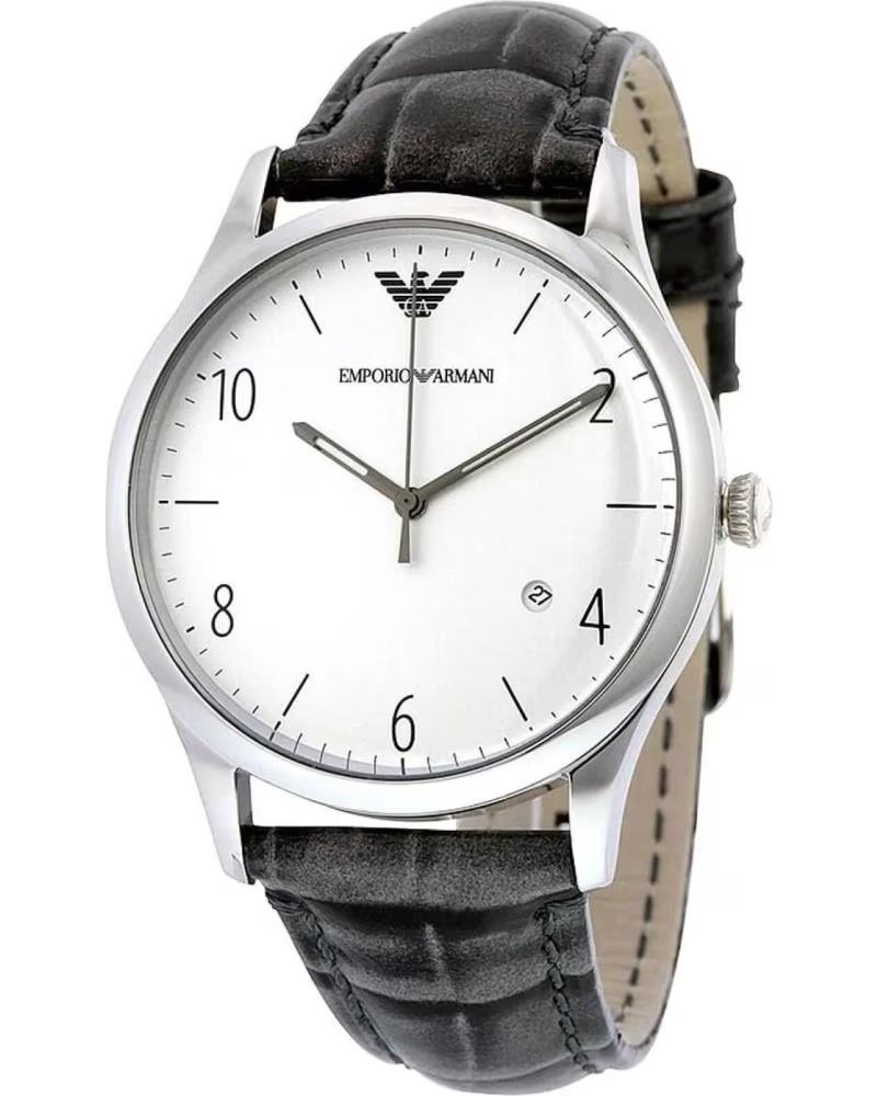 MONTRE EMPORIO ARMANI AR1880 ACIER INOXYDABLE BRACELET EN CUIR GRIS GRIS